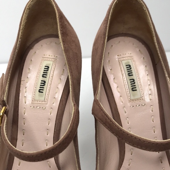 Miu Miu Suede Peep toe Mary Janes - Picture 5 of 9